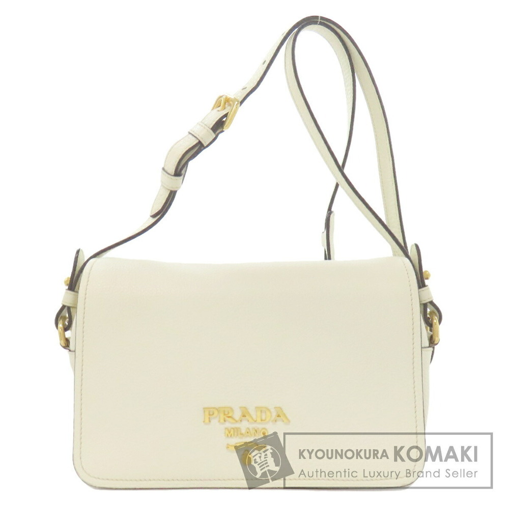 Prada Vitello Phenix leather flap crossbody bag white